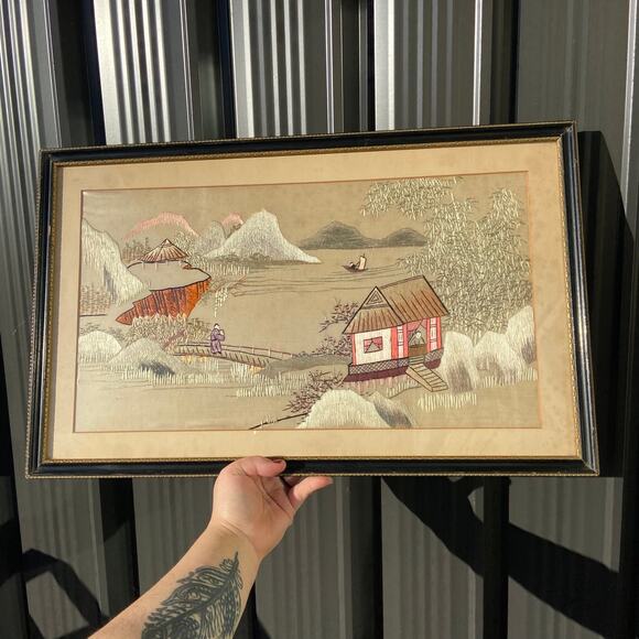 No Brand Other - Vintage Asian Silk Picture Wall Decor